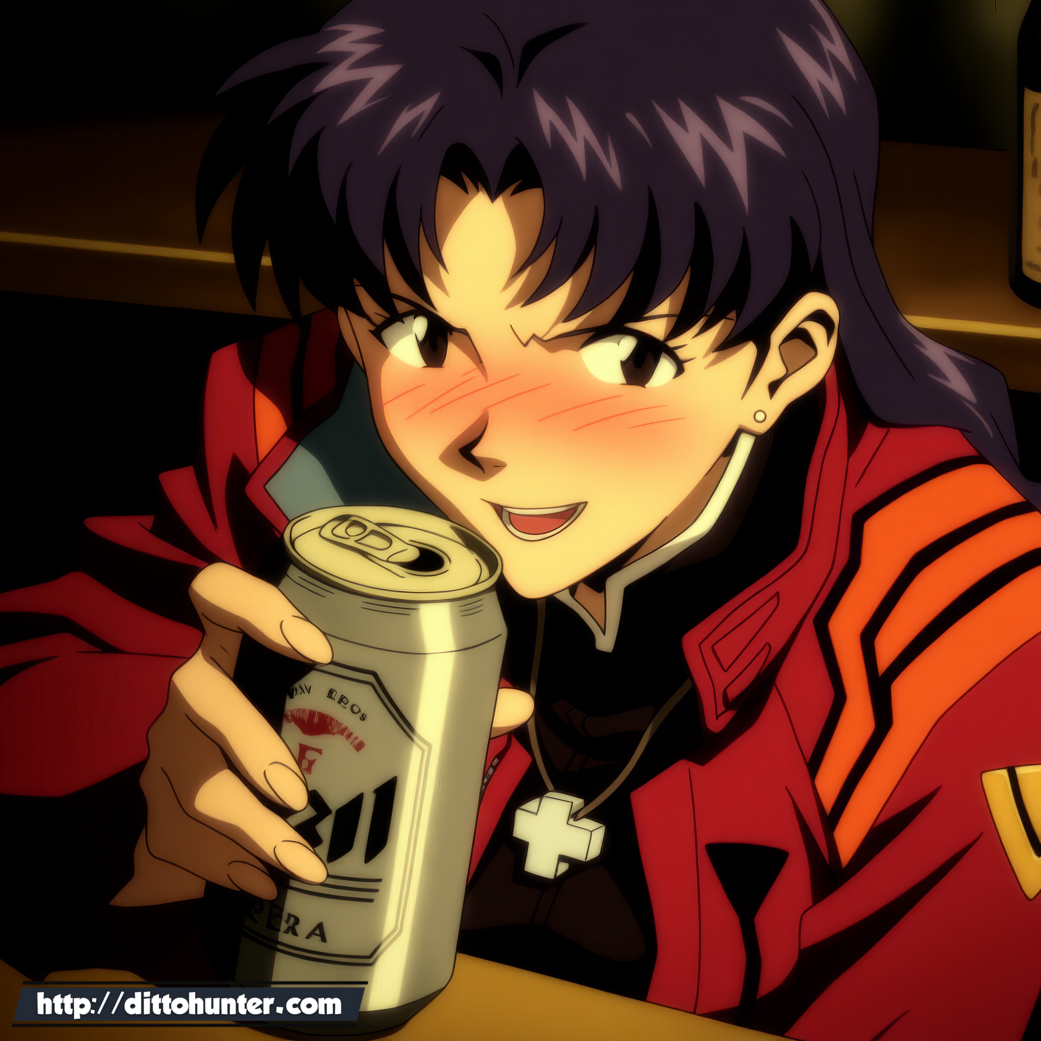 BAR - Misato Katsuragi (Neon Genesis Evangelion) getting drunk at the bar - [R-18]